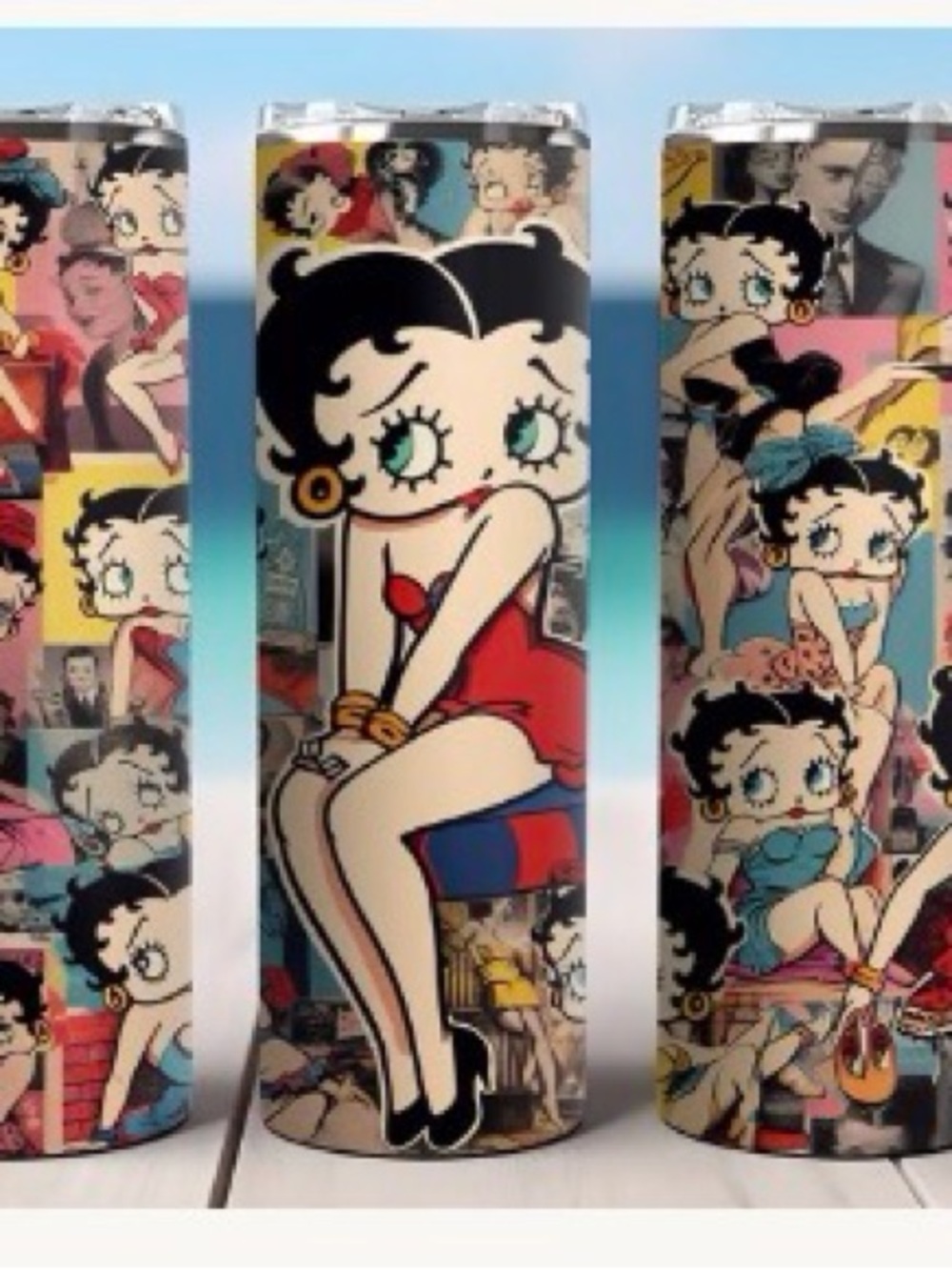 Betty Boop Red, Black, Blue Pop Art Tumbler, NEW